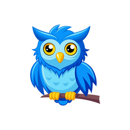 Charming Cartoon Owl Sitting on Branchのイラスト素材