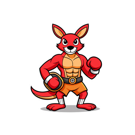 Boxing Cartoon Kangaroo Ready to Fightのイラスト素材