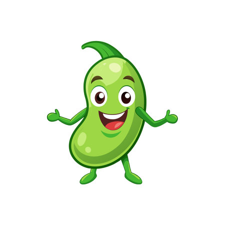Cheerful Cartoon Lima Bean Characterのイラスト素材