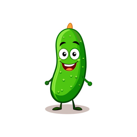 Playful Cartoon Cucumber Character Smilingのイラスト素材
