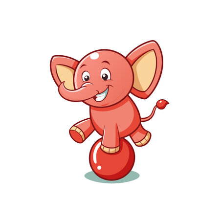 Charming Cartoon Brick Red Elephantのイラスト素材