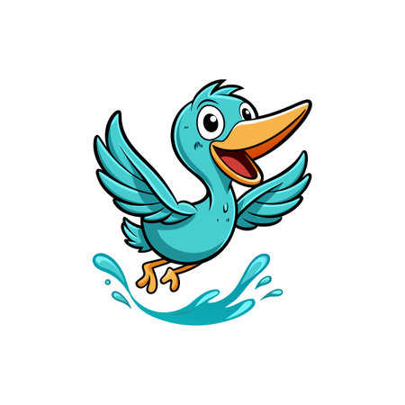Joyful Cartoon Bright Aqua Pelicanのイラスト素材