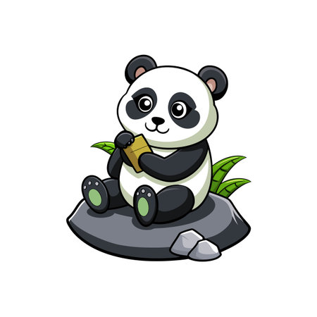 Adorable Cartoon Black and White Pandaのイラスト素材