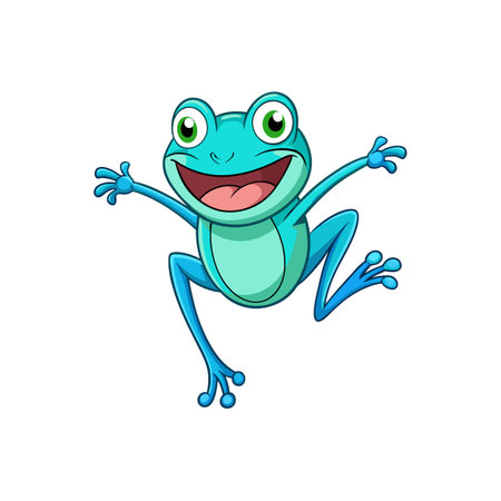 Playful Cartoon Bright Aqua Frogのイラスト素材