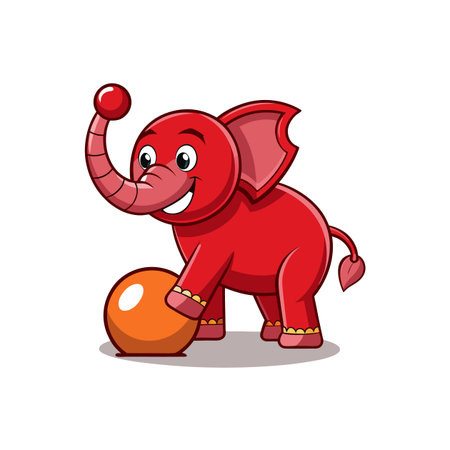 Charming Cartoon Brick Red Elephantのイラスト素材