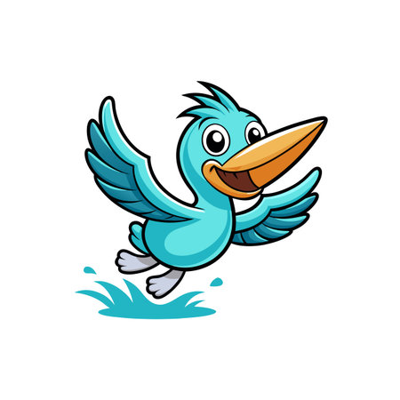 Joyful Cartoon Bright Aqua Pelicanのイラスト素材