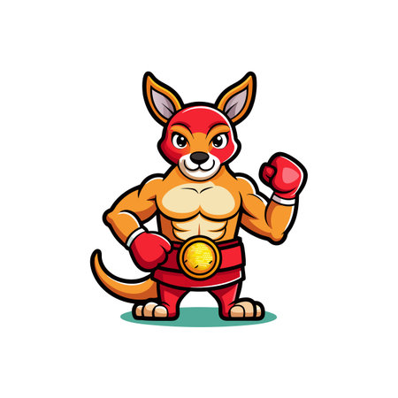 Boxing Cartoon Kangaroo Ready to Fightのイラスト素材