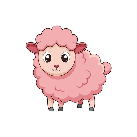 Adorable Cartoon Blush Pink Sheepのイラスト素材