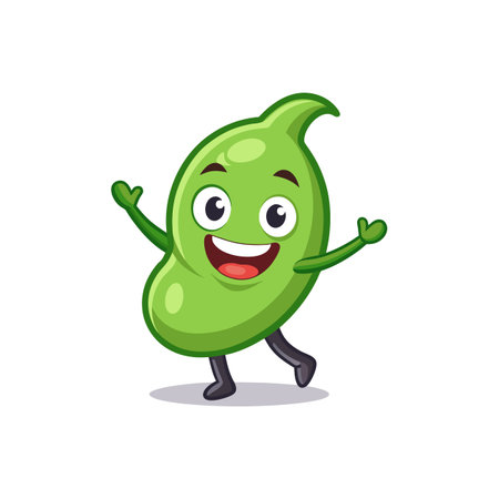 Cheerful Cartoon Lima Bean Characterのイラスト素材