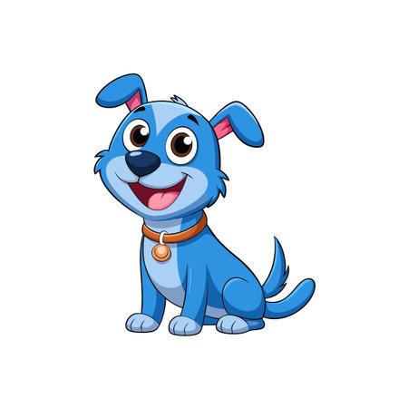 Cute Cartoon Blue Dog with Floppy Earsのイラスト素材