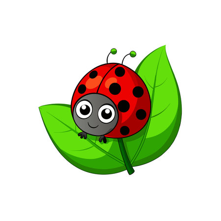 Joyful Cartoon Bright Red Ladybugのイラスト素材