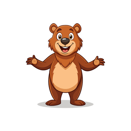 Charming Cartoon Brown Bear Standingのイラスト素材