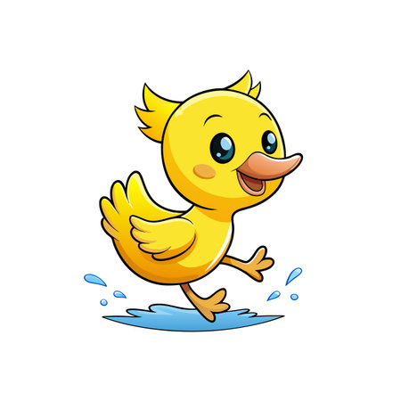 Joyful Cartoon Bright Yellow Duckのイラスト素材