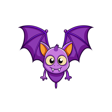 Adorable Cartoon Bright Purple Batのイラスト素材