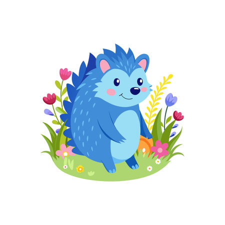 Charming Cartoon Cerulean Hedgehogのイラスト素材