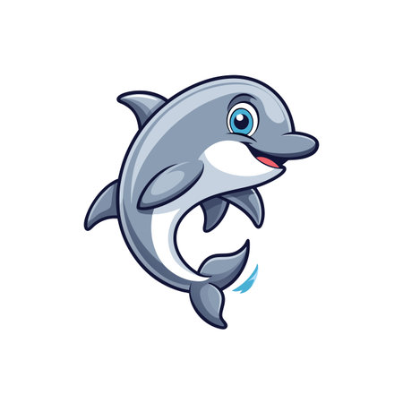 Charming Cartoon Cool Gray Dolphinのイラスト素材