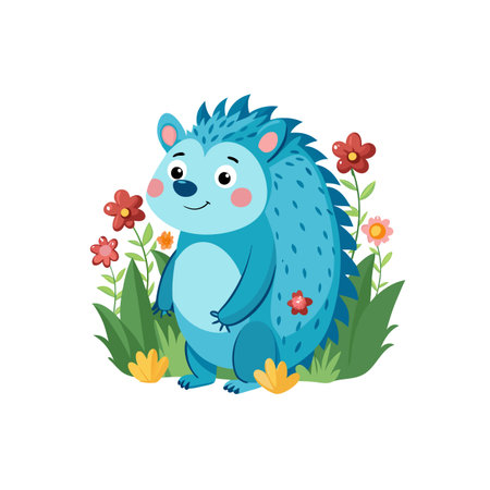 Charming Cartoon Cerulean Hedgehogのイラスト素材
