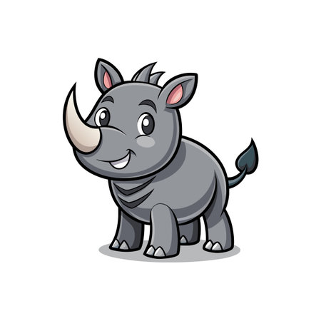 Playful Cartoon Charcoal Gray Rhinoのイラスト素材