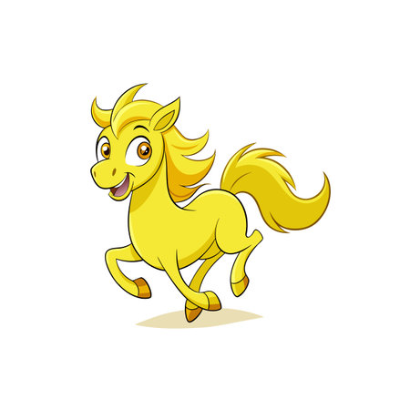Charming Cartoon Lemon Yellow Horseのイラスト素材
