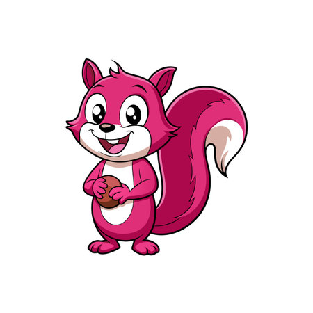 Playful Cartoon Fuchsia Squirrelのイラスト素材