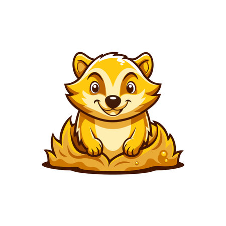 Charming Cartoon Golden Honey Badgerのイラスト素材