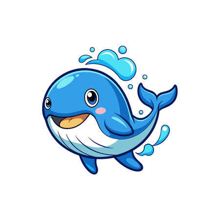 Joyful Cartoon Light Blue Whaleのイラスト素材