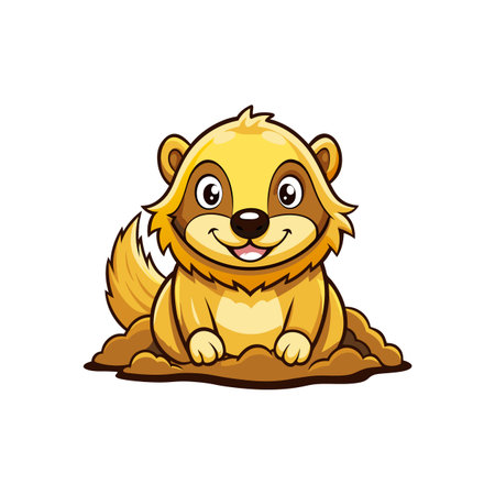 Charming Cartoon Golden Honey Badgerのイラスト素材