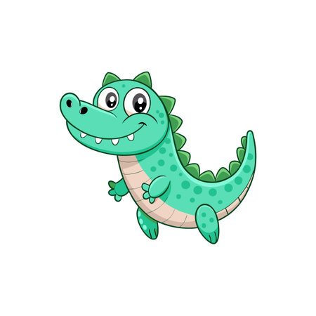 Joyful Cartoon Mint Green Alligatorのイラスト素材