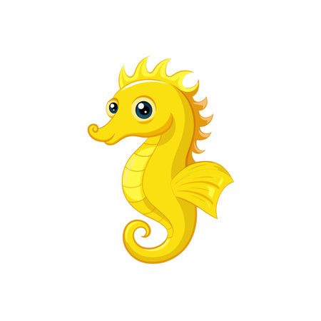 Charming Cartoon Bright Yellow Seahorseのイラスト素材