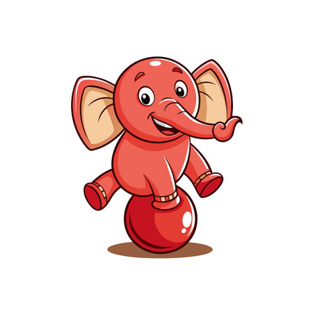 Charming Cartoon Brick Red Elephantのイラスト素材