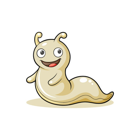 Joyful Cartoon Creamy Beige Slugのイラスト素材