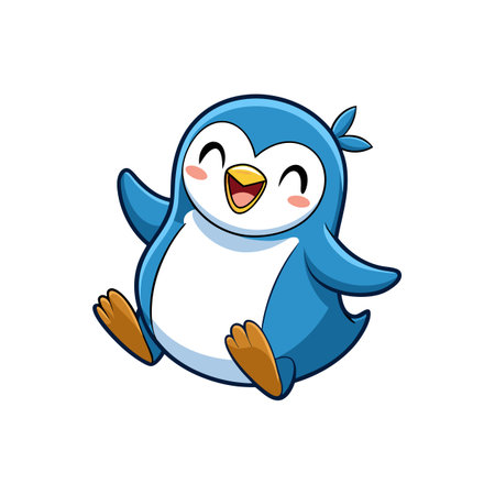 Charming Cartoon Ice Blue Penguinのイラスト素材