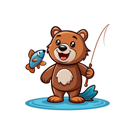 Joyful Cartoon Chocolate Brown Bearのイラスト素材