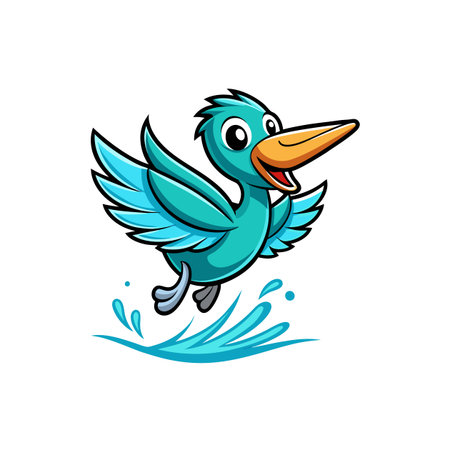 Joyful Cartoon Bright Aqua Pelicanのイラスト素材