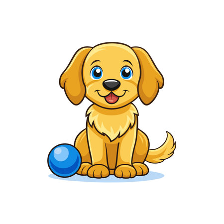 Playful Cartoon Golden Retrieverのイラスト素材