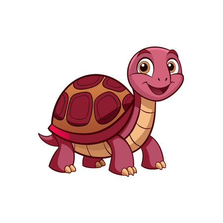 Joyful Cartoon Maroon Tortoiseのイラスト素材