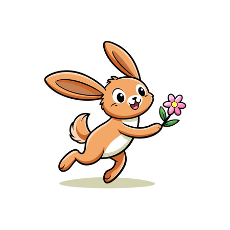 Peach Rabbit Cartoon Character Illustrationのイラスト素材