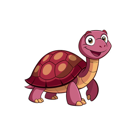 Joyful Cartoon Maroon Tortoiseのイラスト素材
