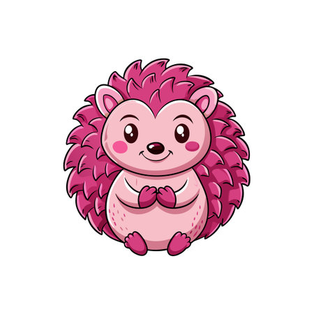 Playful Raspberry Pink Hedgehog Cartoon Illustrationのイラスト素材