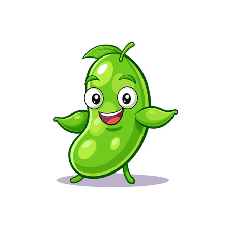 Cute Edamame Cartoon Character Illustrationのイラスト素材
