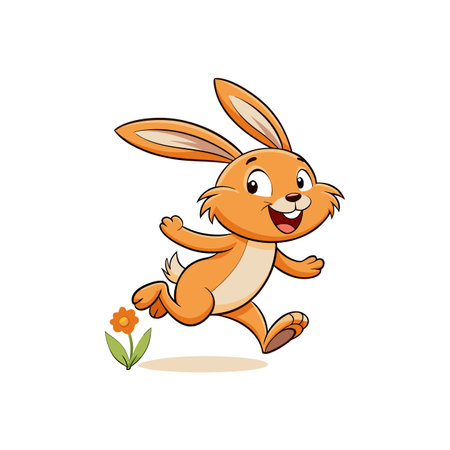 Cute Peach Rabbit Cartoon Designのイラスト素材