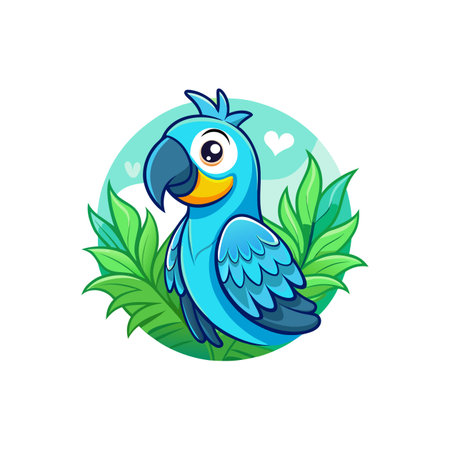 Sky Blue Parrot Cartoon Character Illustrationのイラスト素材