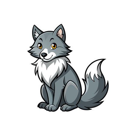 Cute Smoky Gray Wolf Cartoon Designのイラスト素材