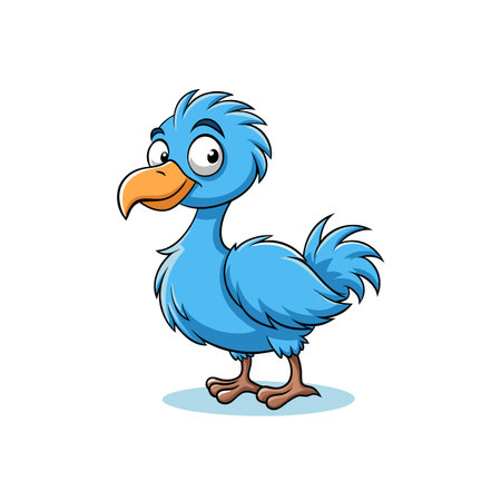 Playful Soft Blue Dodo Bird Cartoon Illustrationのイラスト素材