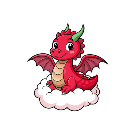 Cute Raspberry Red Dragon Cartoon Designのイラスト素材