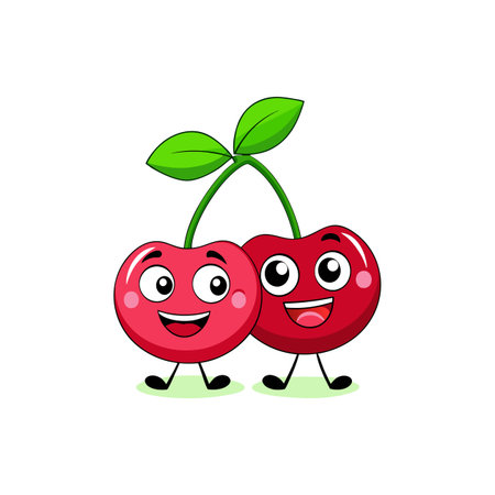 Adorable Cheeky Cherry Cartoon Characterのイラスト素材