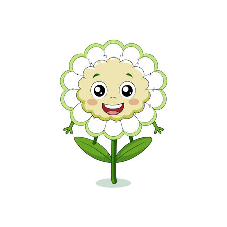 Cute Yarrow Flower Cartoon Character Illustrationのイラスト素材