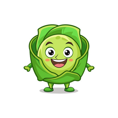 Adorable Cabbage Roll Cartoon Characterのイラスト素材