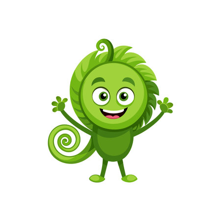 Charming Fiddlehead Fern Cartoon Character Designのイラスト素材