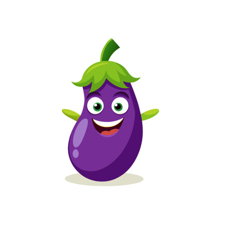 Cute Eggplant Cartoon Character Illustrationのイラスト素材